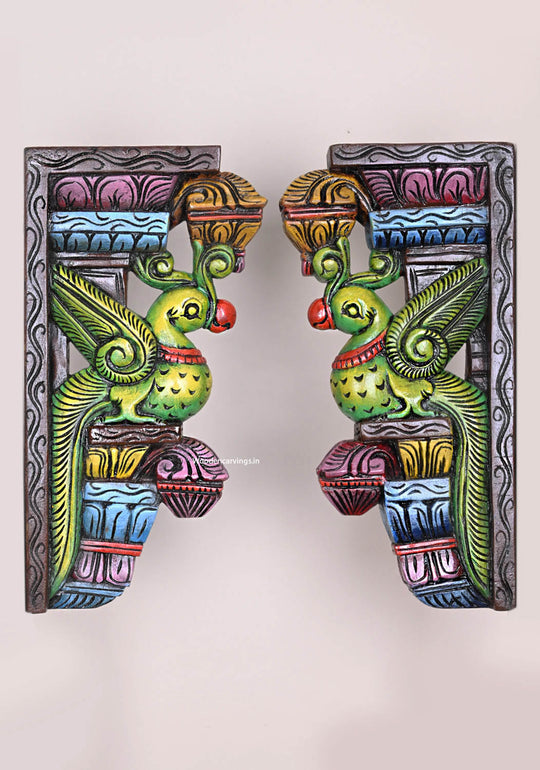 Green Parrot Brackets  wooden Wall Hanging  Brackets 18"
