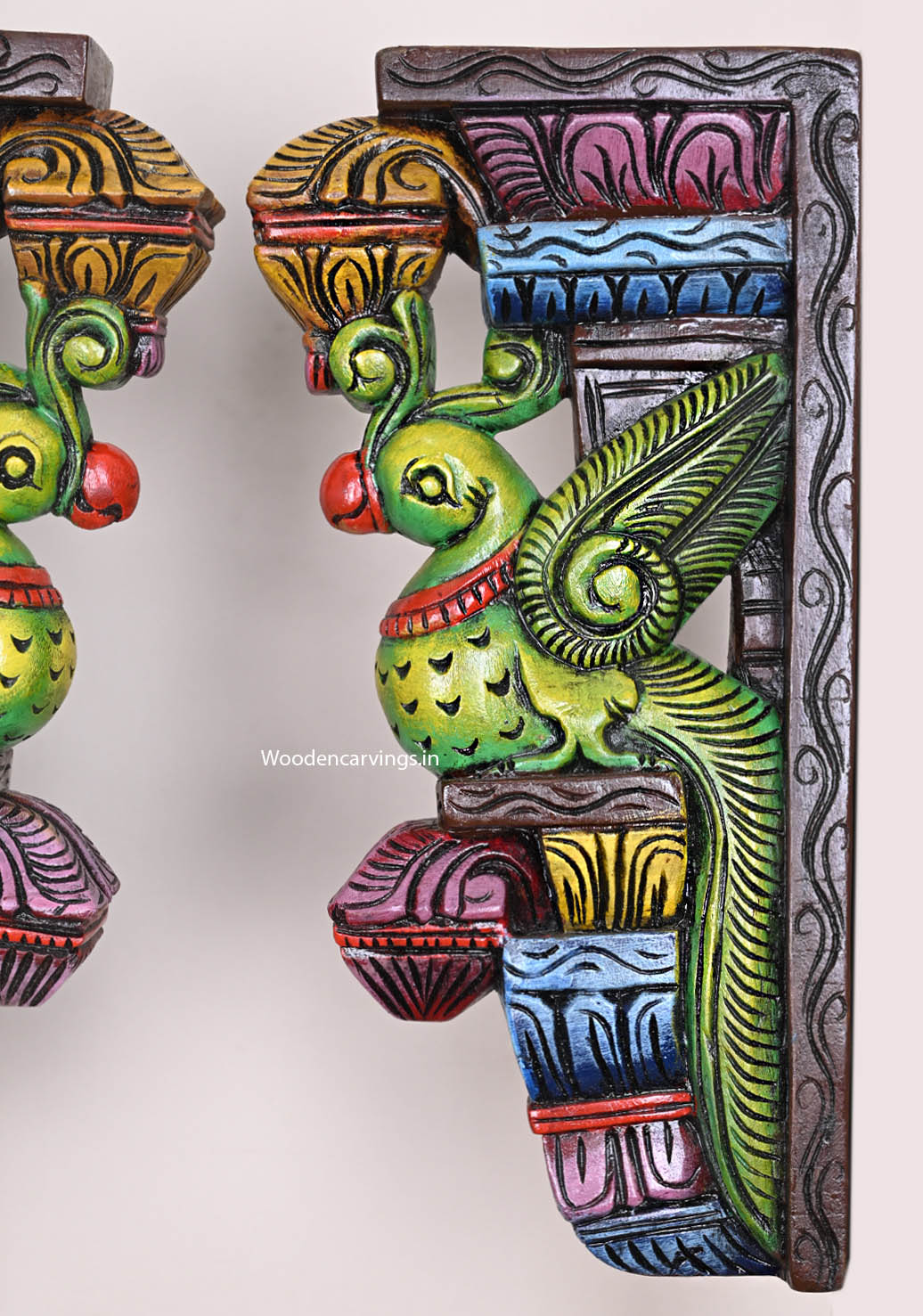 Green Parrot Brackets  wooden Wall Hanging  Brackets 18"