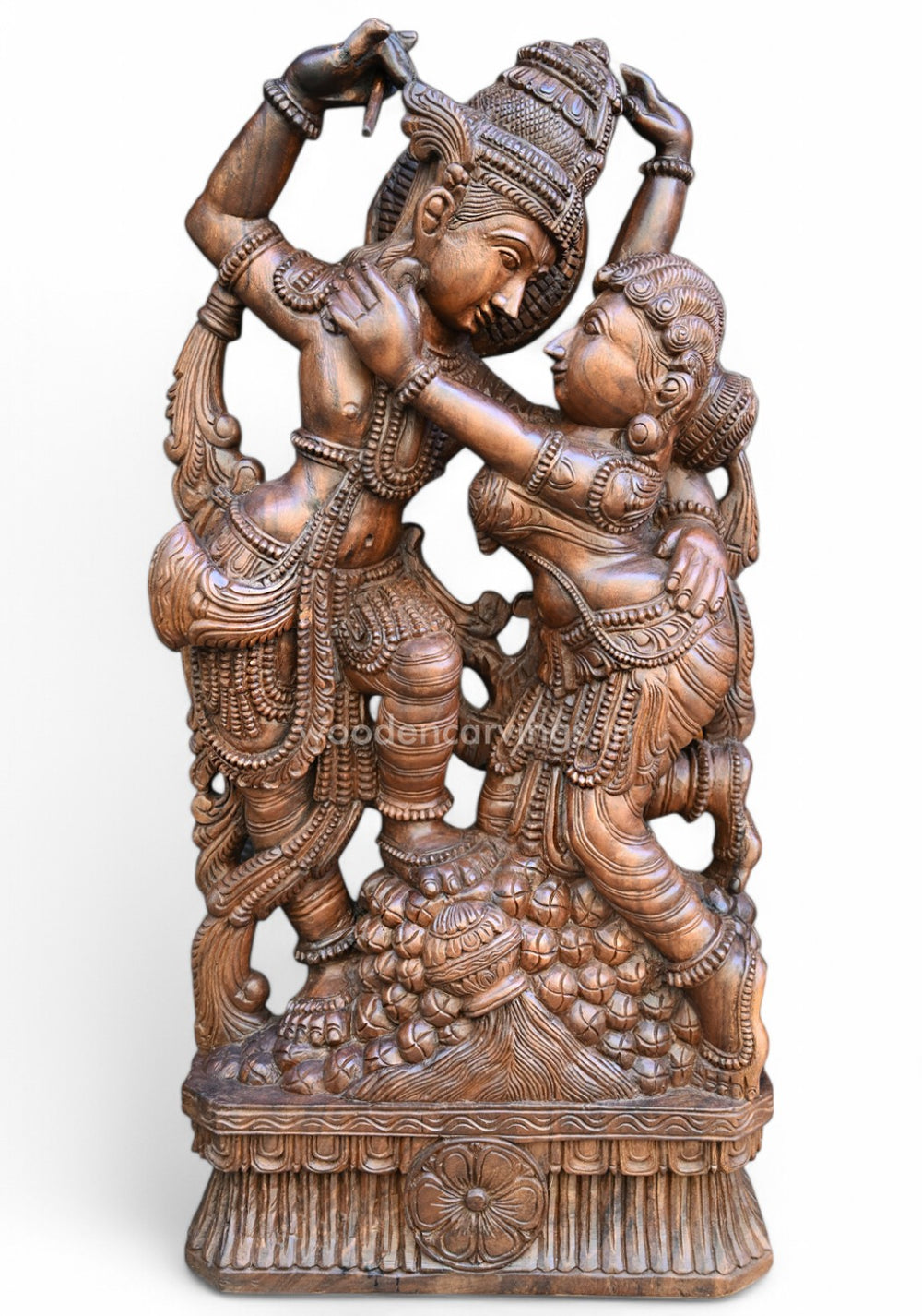 Lord Krishna & Radha Wooden statue, Standing on Stones