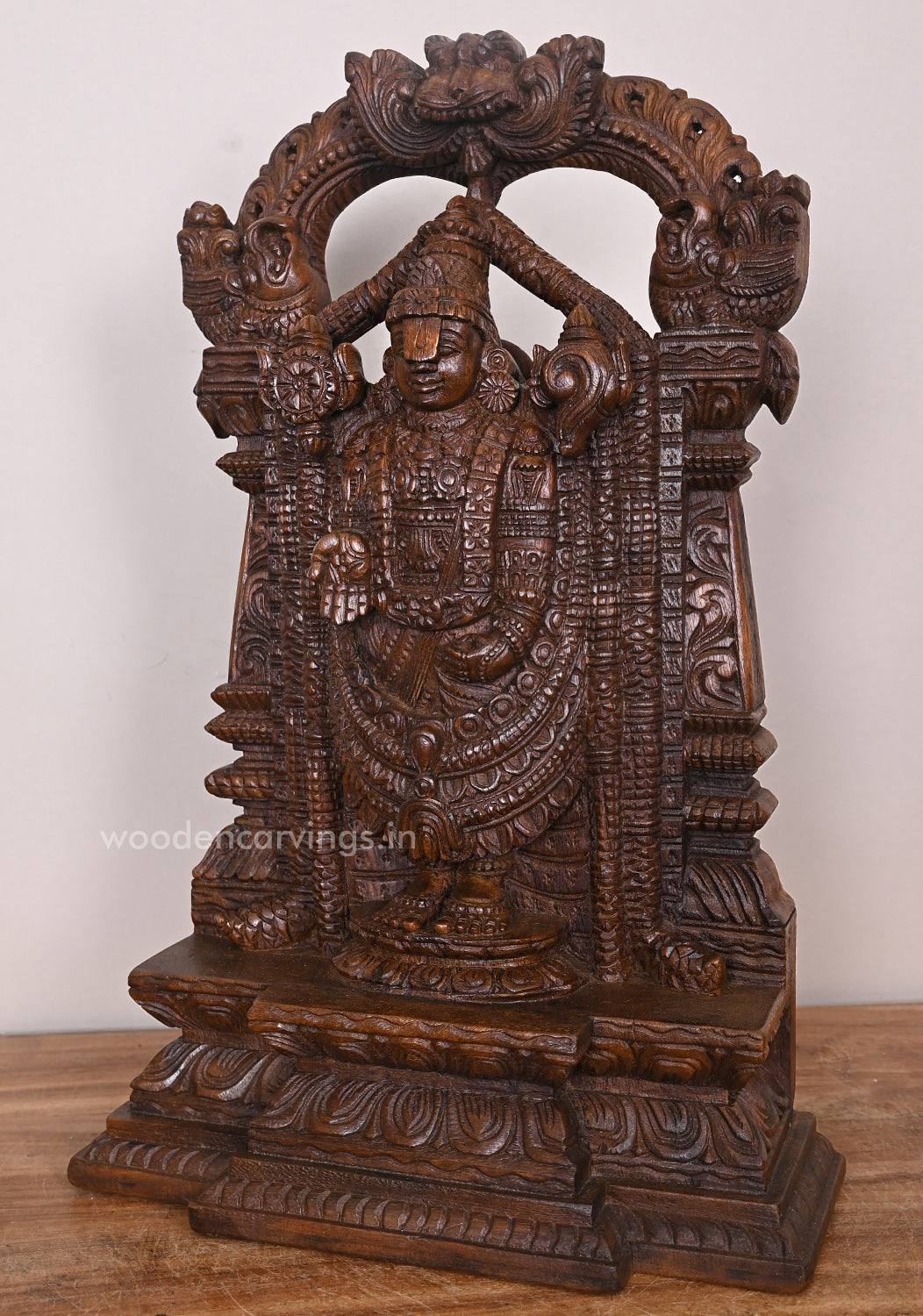 Wooden Tirumala Tirupathi Balaji Standing  Vaagai Sculpture 19"