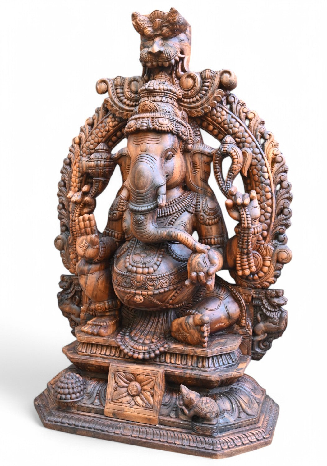 Lambodara Ganesha Wooden Statue – Divine Elegance 60"