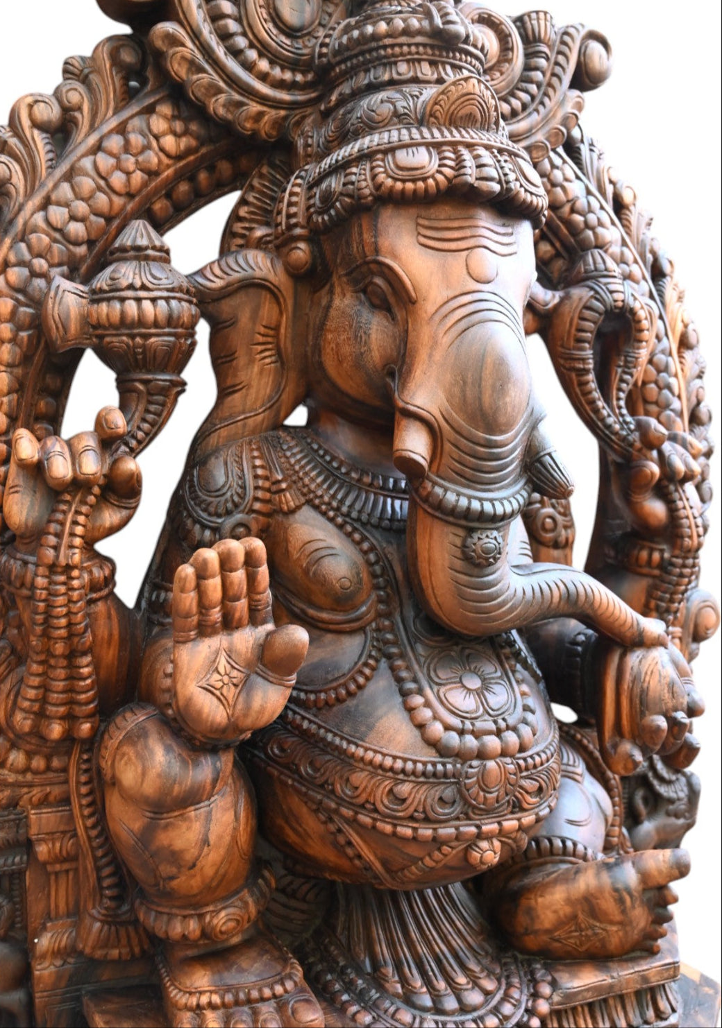 Lambodara Ganesha Wooden Statue – Divine Elegance 60"