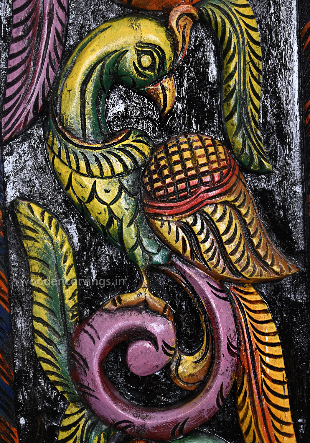 Colourful Wooden Standing Peacocks on Tree Wall Panel – 35.5