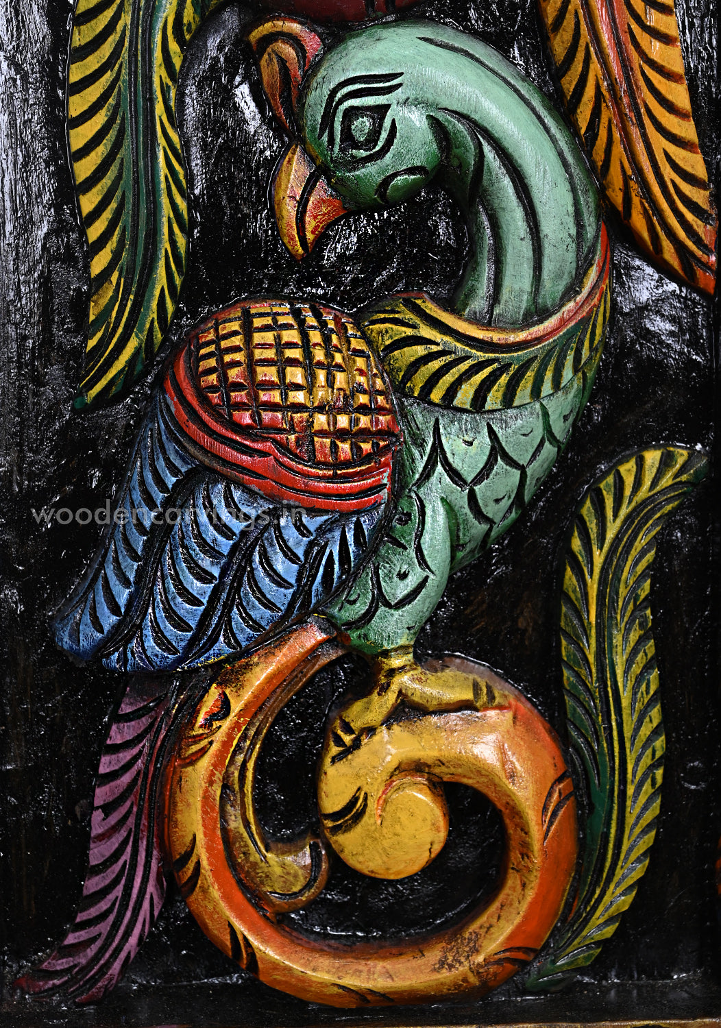 Colourful Wooden Standing Peacocks on Tree Wall Panel – 35.5