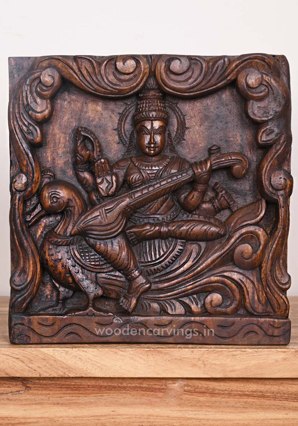 Wooden Saraswathi Wall Mount