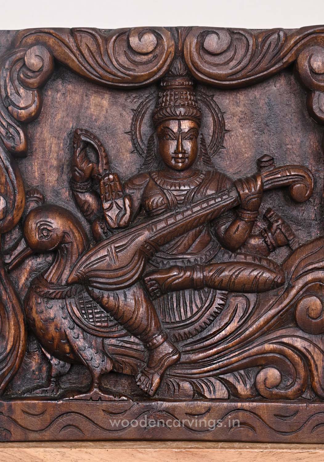 Wooden Saraswathi Wall Mount