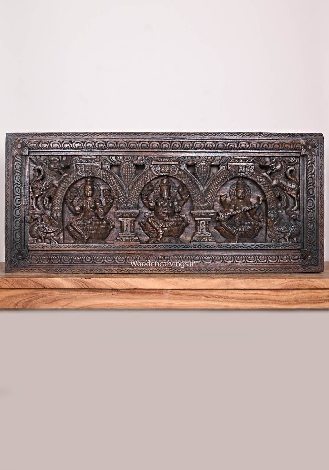  Ganesh ,Lakshmi and Saraswathi Wall wooden Panel