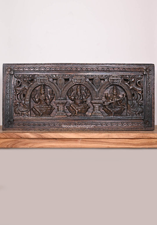  Ganesh ,Lakshmi and Saraswathi Wall wooden Panel