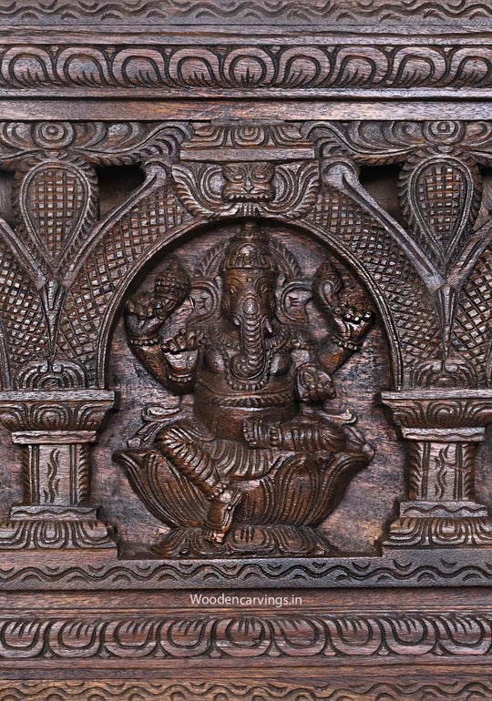 Ganesh ,Lakshmi and Saraswathi Wall wooden Panel 42"