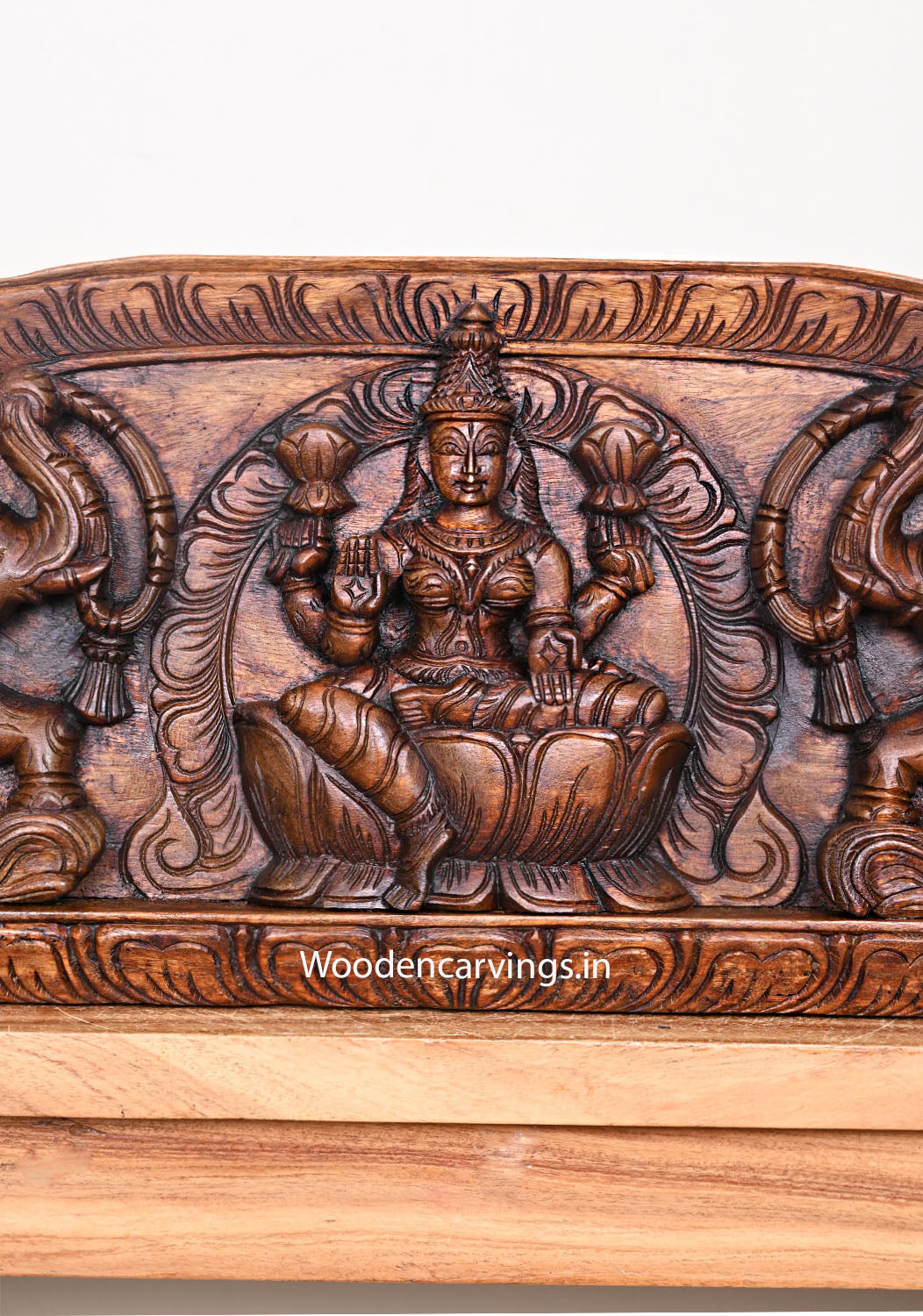 Gajalakshmi with Annapakshi Bird Wooden Wall Panel – 48"