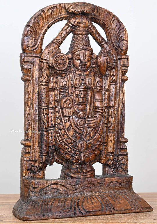 Lord Venkateshwara Balaji Standing Wooden 14.5"