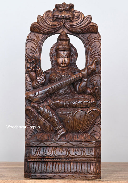 Wooden Saraswathi Wall Mount
