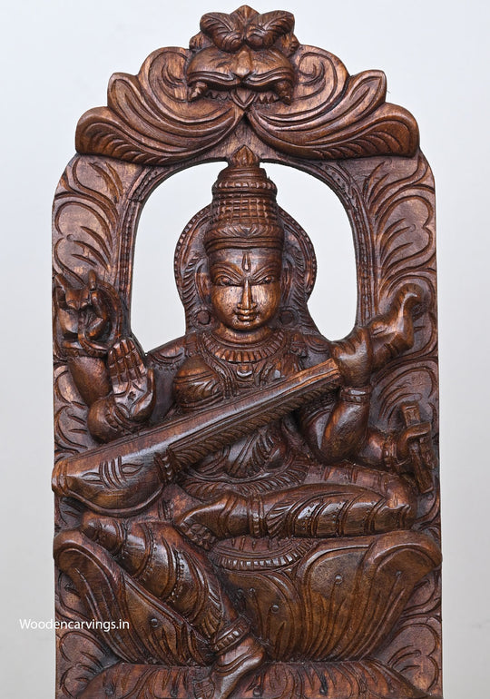 Wooden Saraswathi Wall Mount