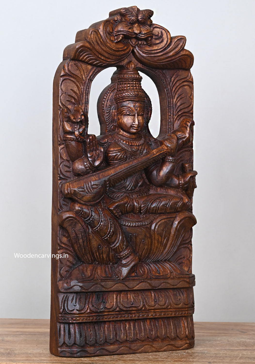 Wooden Saraswathi Wall Mount 18"