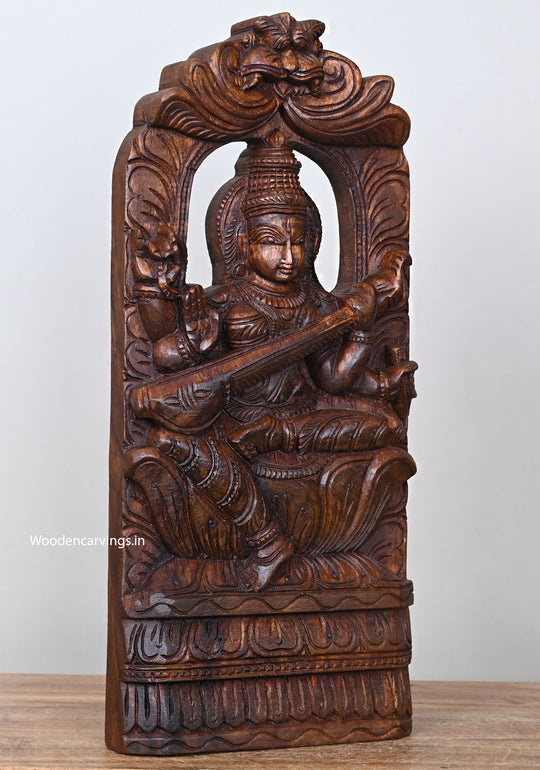 Wooden Saraswathi Wall Mount 18"