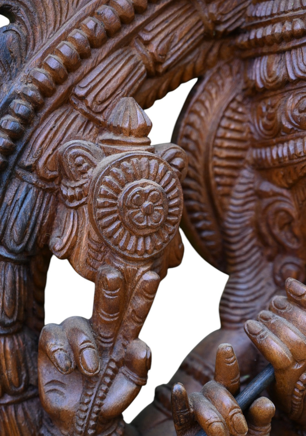 Prabhavali (Ornamental Arch) Cow Krishna in Wood statue 36"
