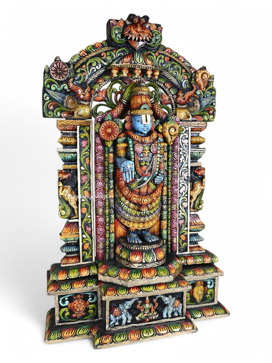 Tirupathi Balaji Prabhavali Multicoloured Wood Sculpture 41"