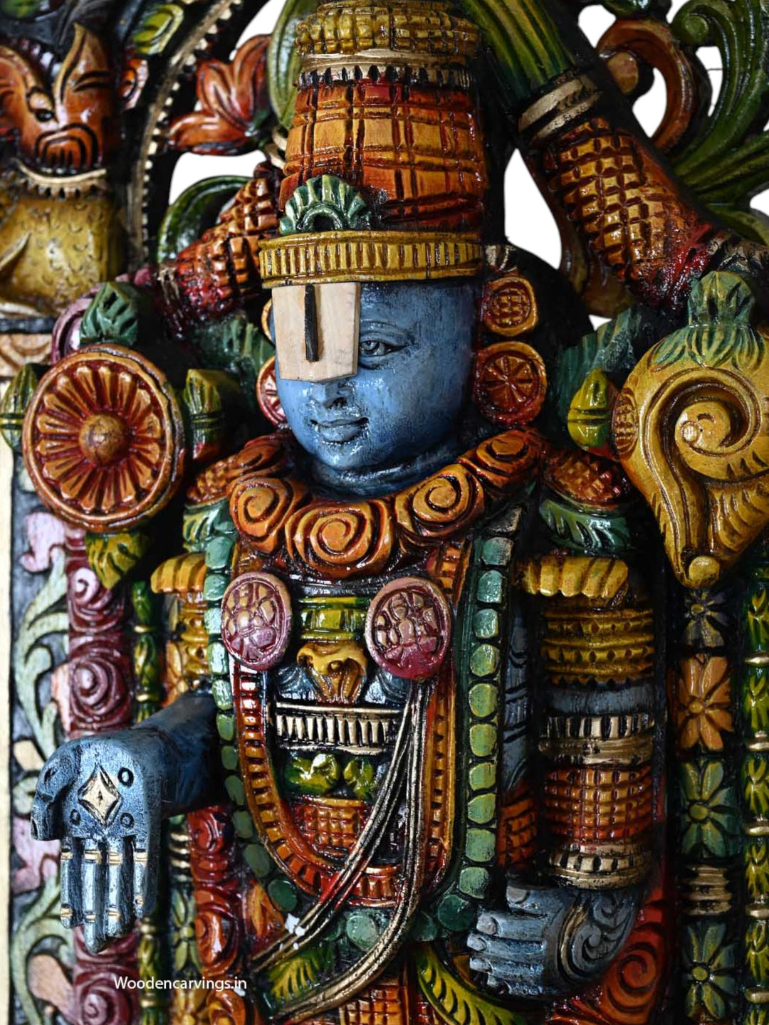 Tirupathi Balaji Prabhavali Multicoloured Wood Sculpture 41"