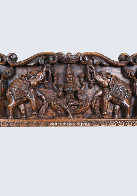 Goddess of Wealth Gaja Lakshmi With Sevagis Floral Panel 36"