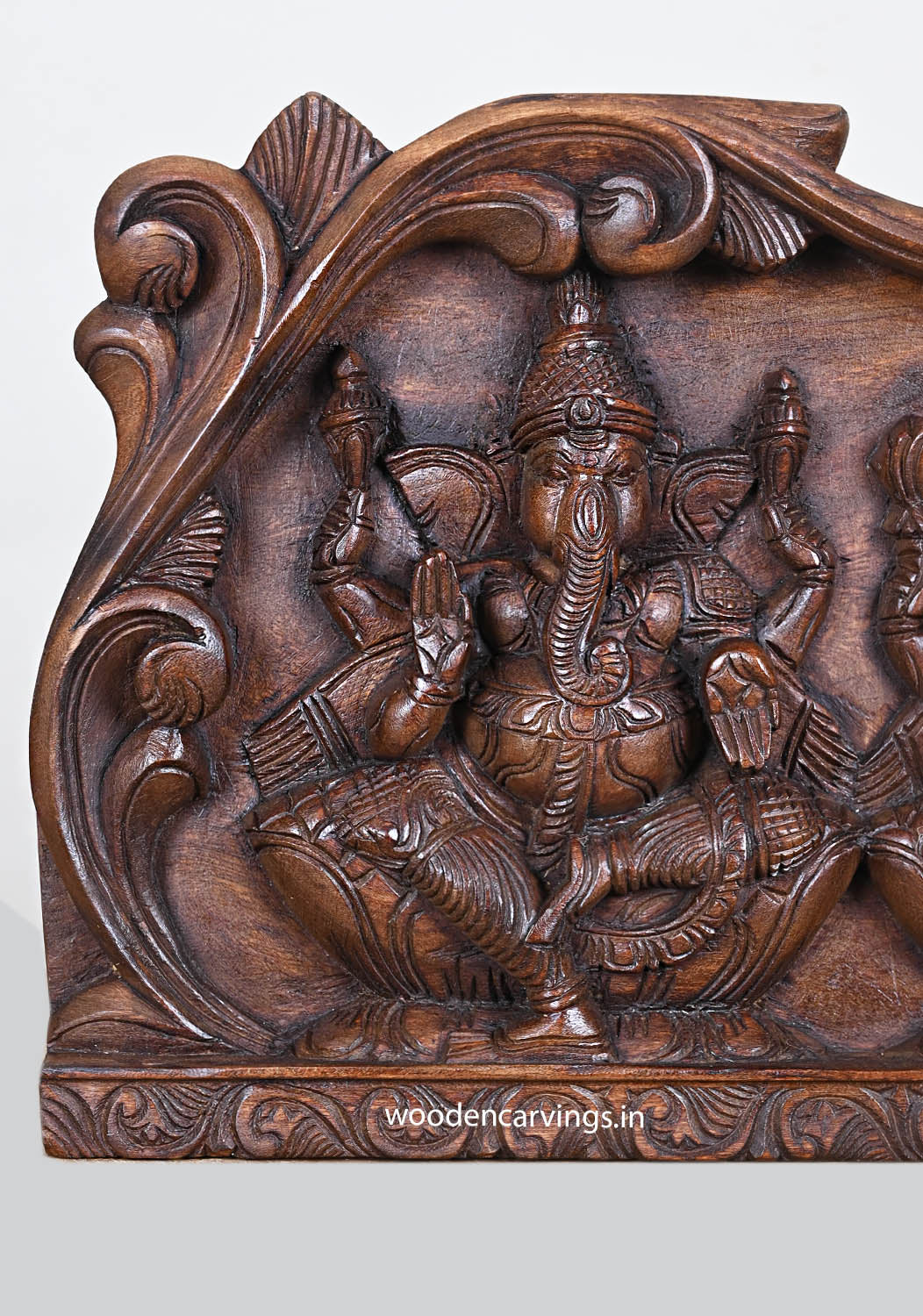 Flora Design Wooden Lakshmi Ganesha Saraswati panel for Door 24"