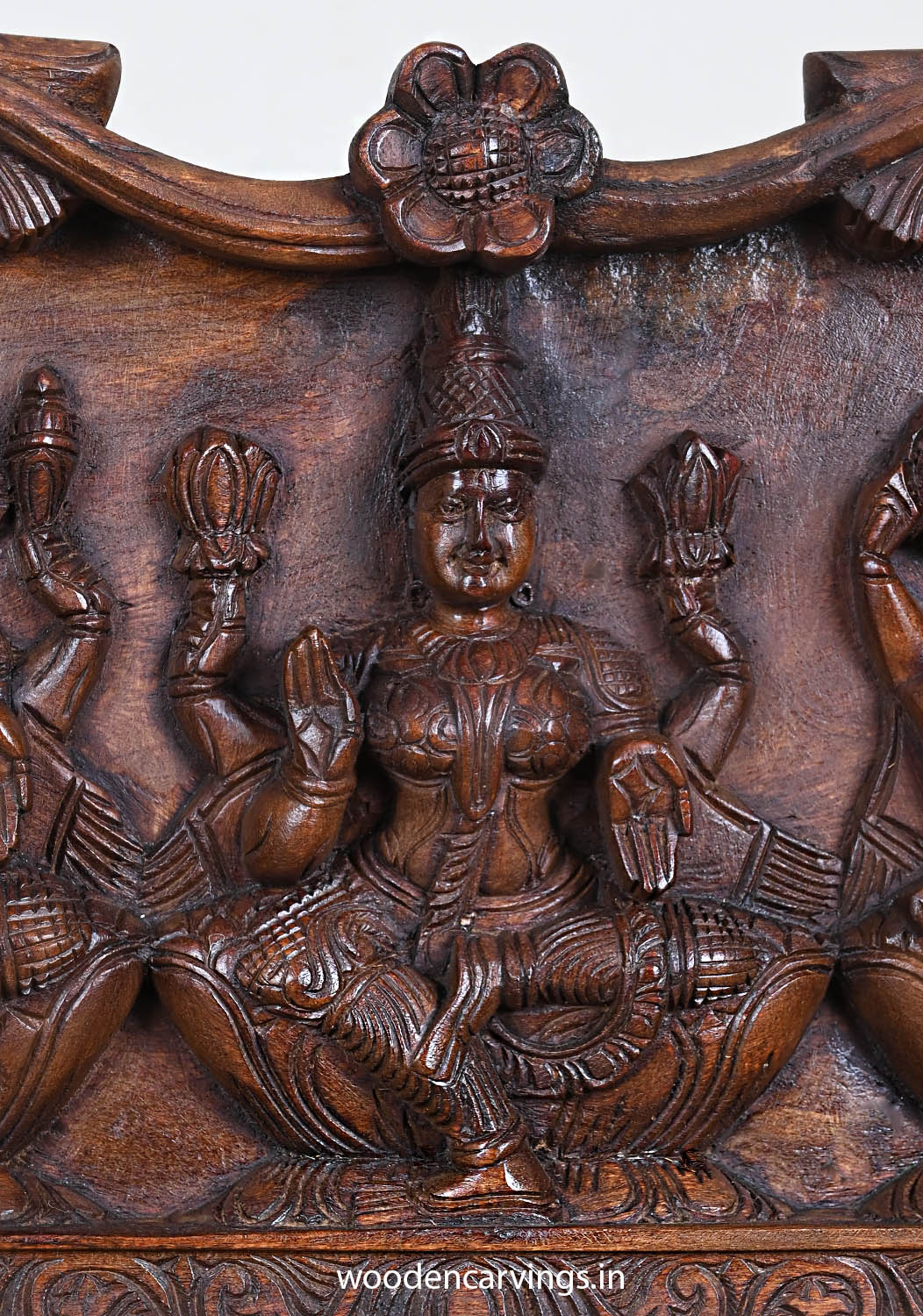 Flora Design Wooden Lakshmi Ganesha Saraswati panel for Door 24"