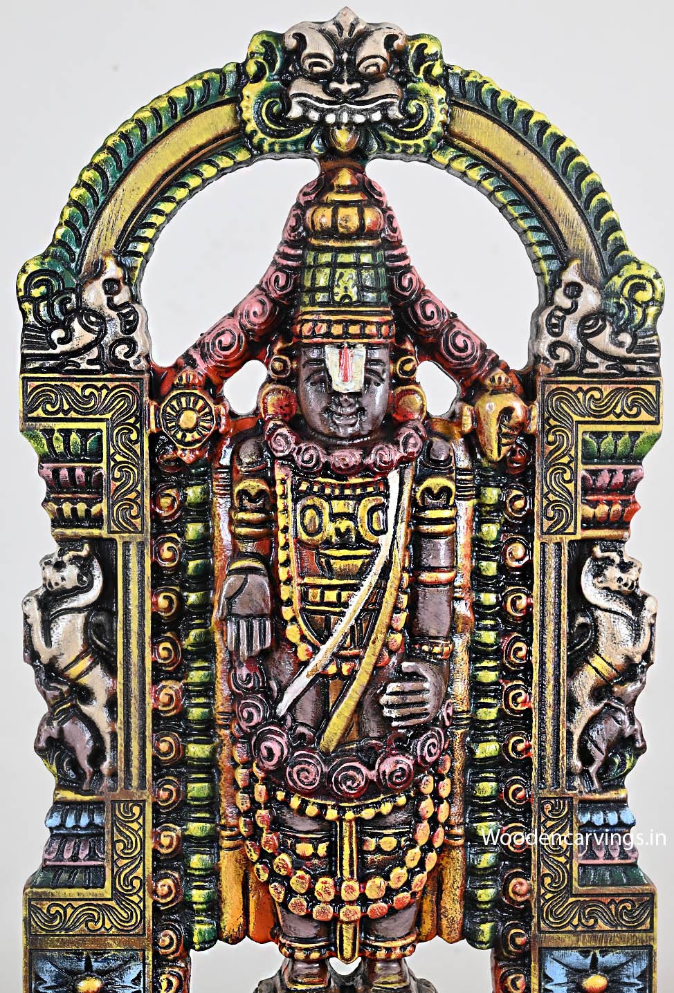 Majestic Balaji - Ornate Wooden Prabhavali Art, 24"