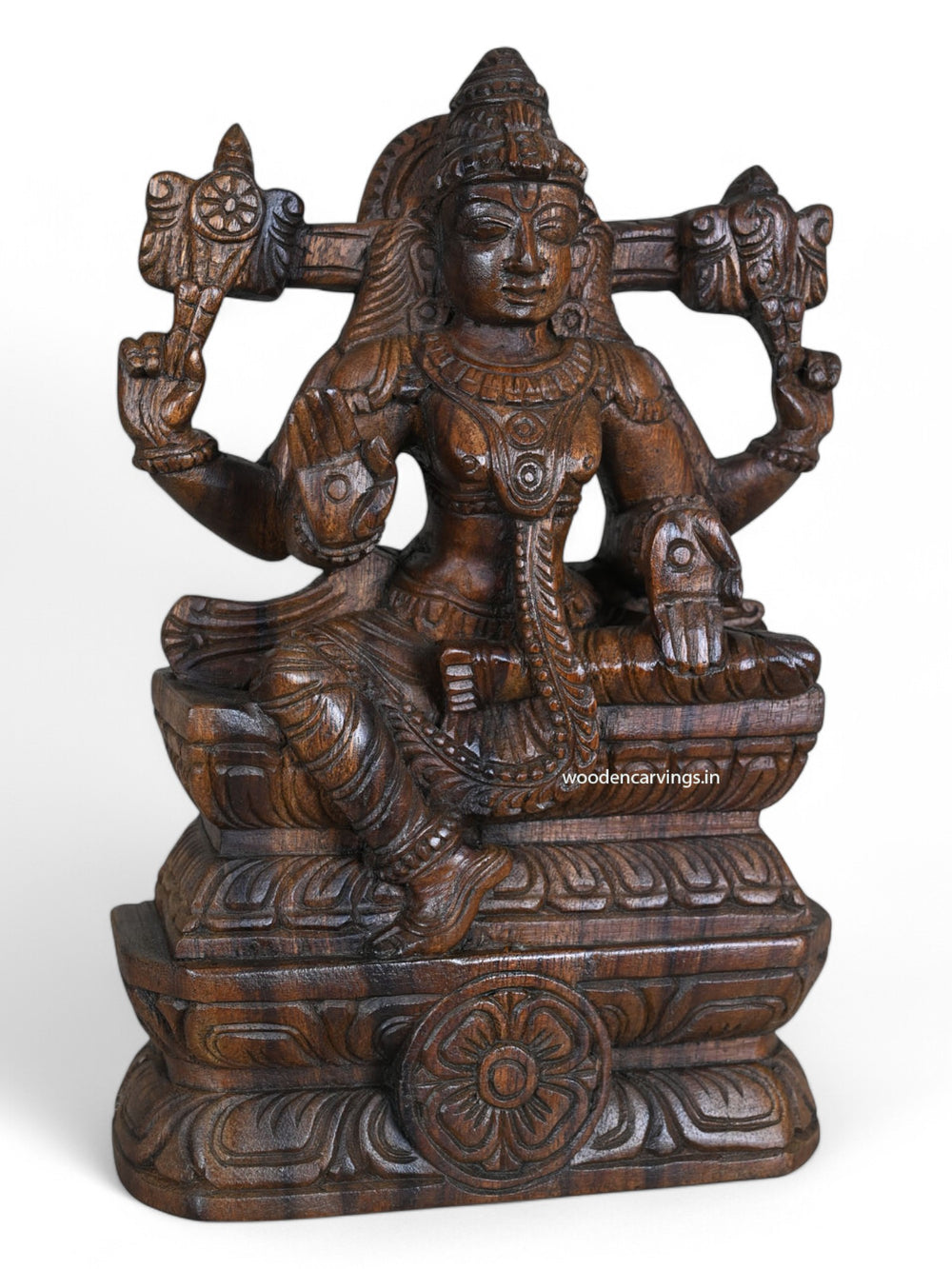 Wood Blessing Lord Vishnu Light Weight Sculpture 12"
