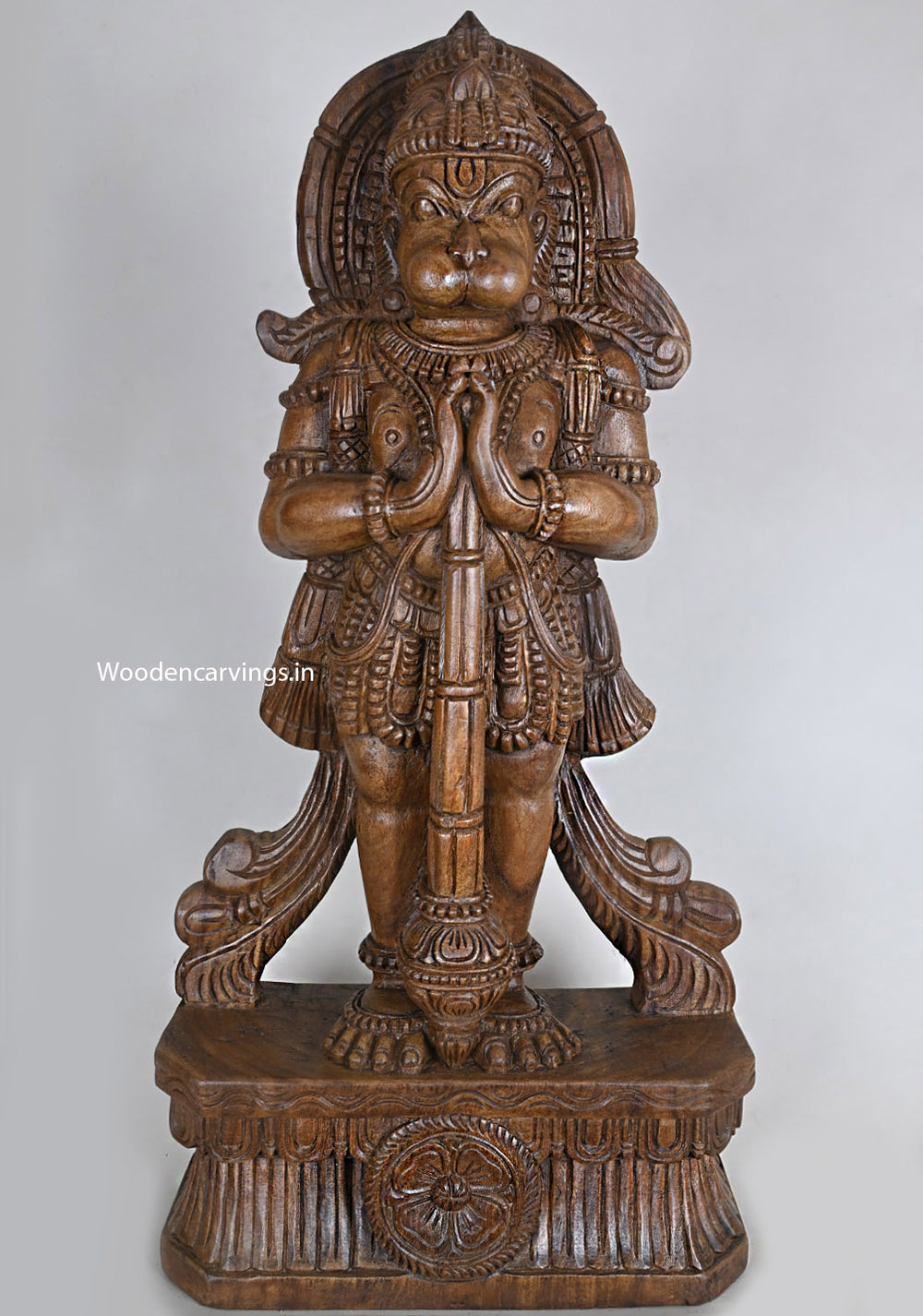 wooden hanuman sculpture