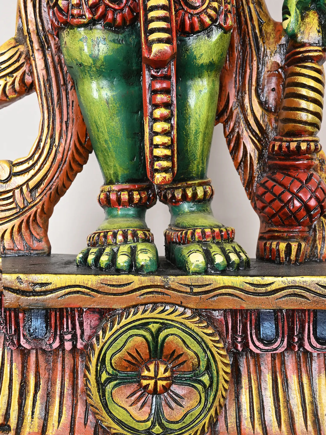Blessing Gadayuth Standing Hanuman Wood Sculpture 37"
