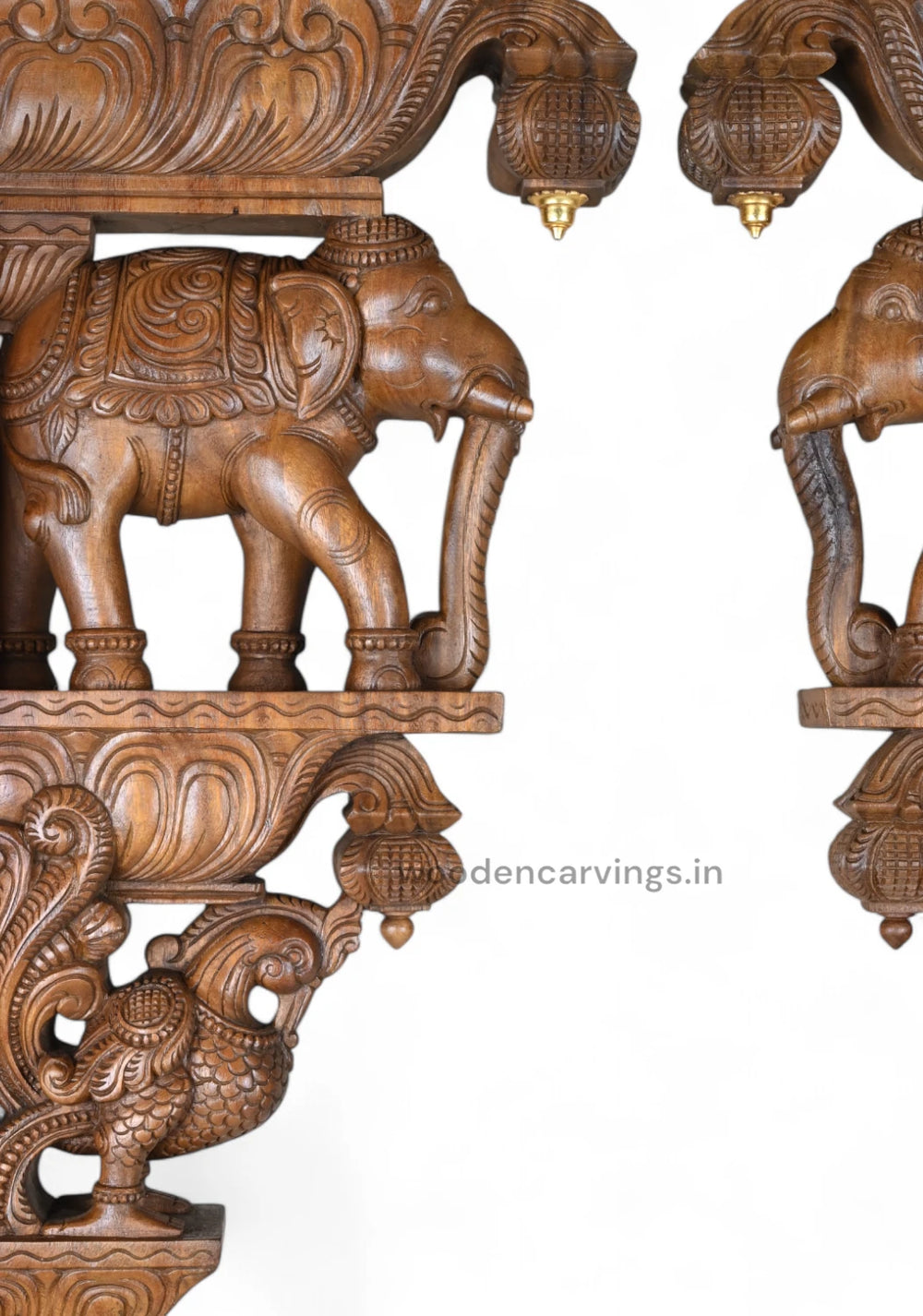 Wooden Elephant Wall Decor Brackets 35"