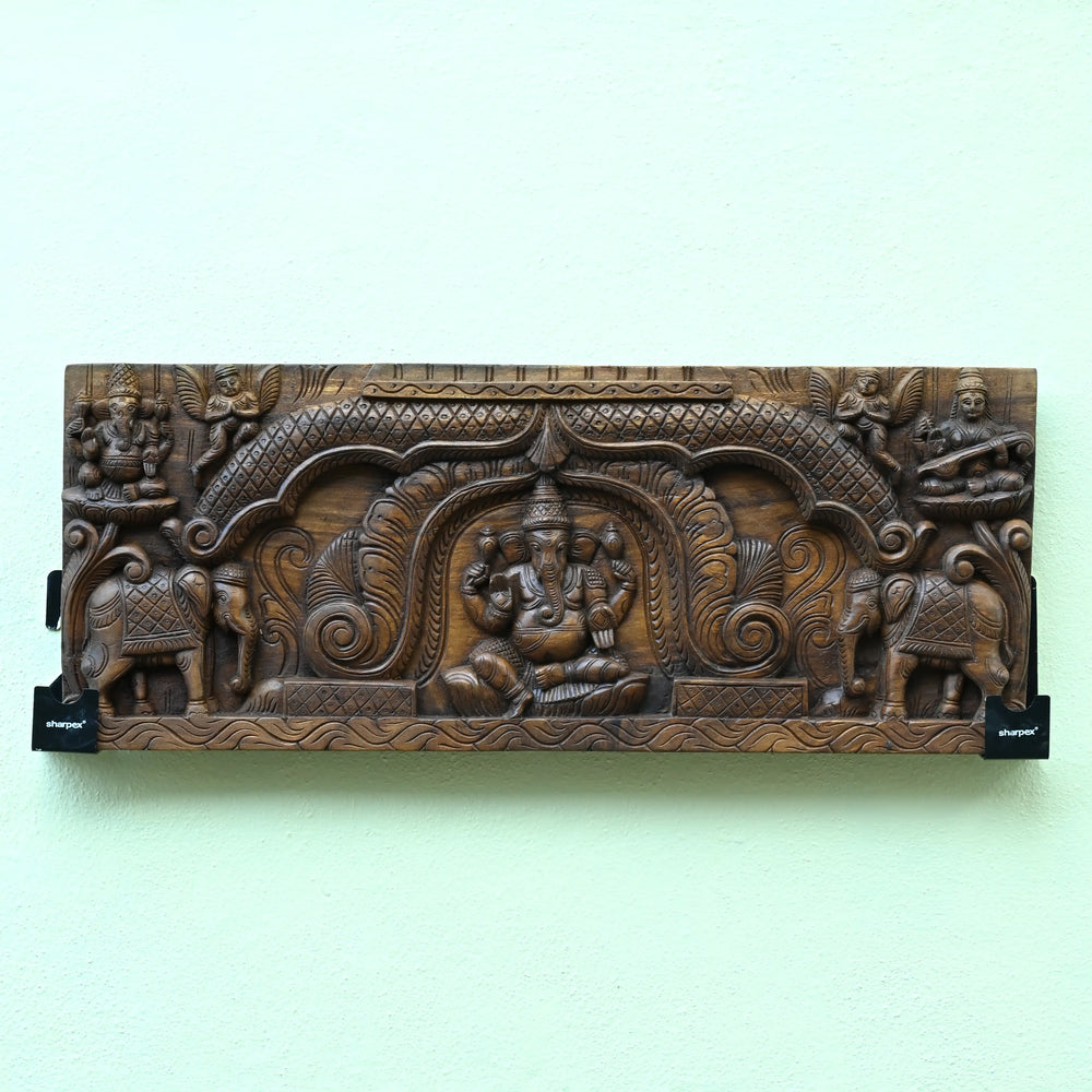Traditional Handpainted Wooden Ganesha (Set of 2)