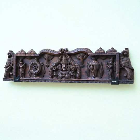 Lord Venkateswara Wooden Wall Mount Panel 48"