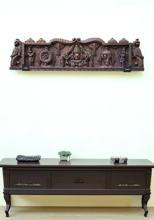 Lord Venkateswara Wooden Wall Mount Panel 48"