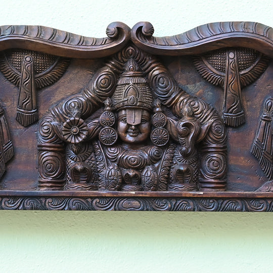 Lord Venkateswara Wooden Wall Mount Panel 48"