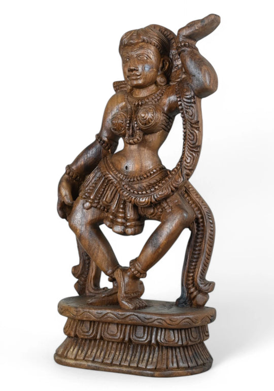 Ethereal Dancing Apsara Goddess – 18" Wooden Carving
