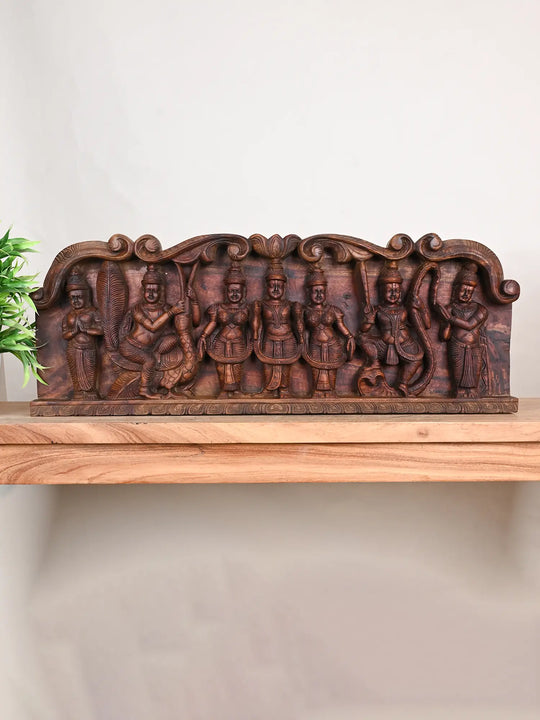 BakaSura,Thirumal and Kaliya-Mardana Wooden Wall Panel 32"