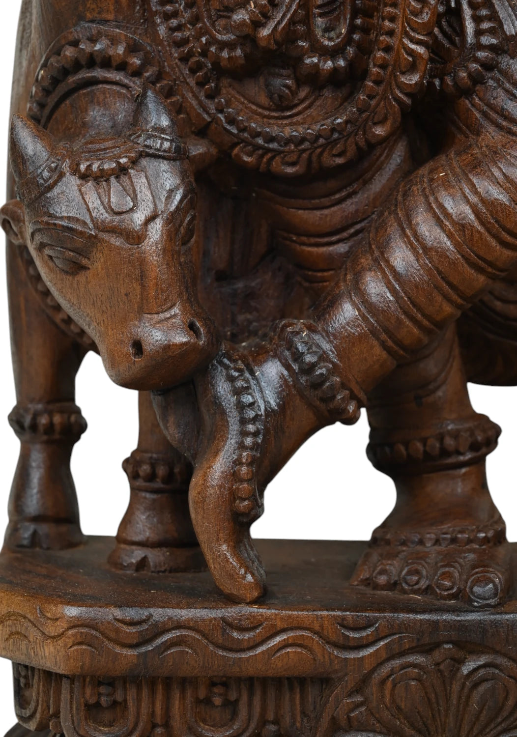 wooden Cow Krishna in Tribhanga Pose 24"