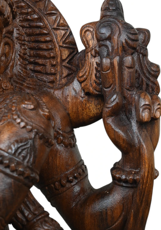 wooden Cow Krishna in Tribhanga Pose 24"