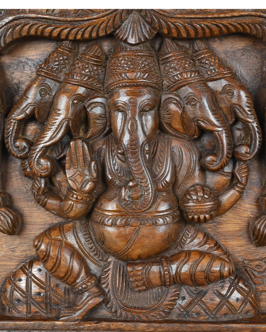 Panchamukhi Lord Ganesha Wall Panel 18"