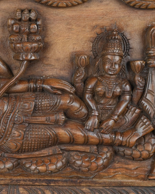 vaagai wooden Anantha Sayana Vishnu's Horizontal wall Hanging  panel 36"