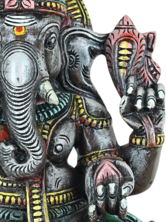 Ganesha Statue on Lotus Base With Sweet and Moosika 24"
