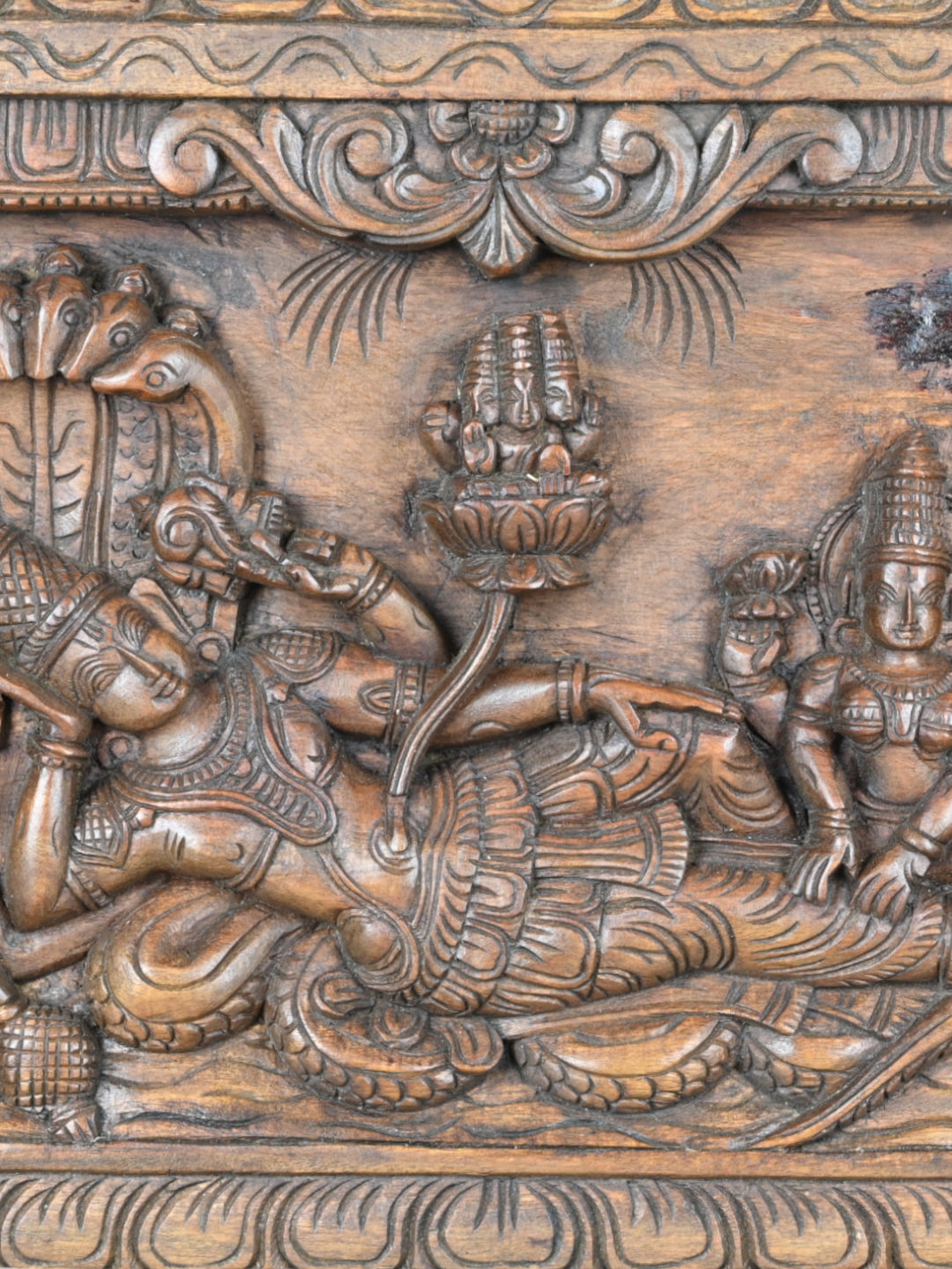 Reclining Vishnu on Adishesha Birth of Brahma With Lakshmi, Dwarapalakas 42"
