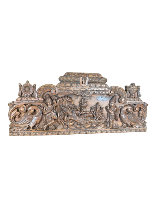 Reclining Vishnu on Adishesha Birth of Brahma With Lakshmi, Dwarapalakas 42"