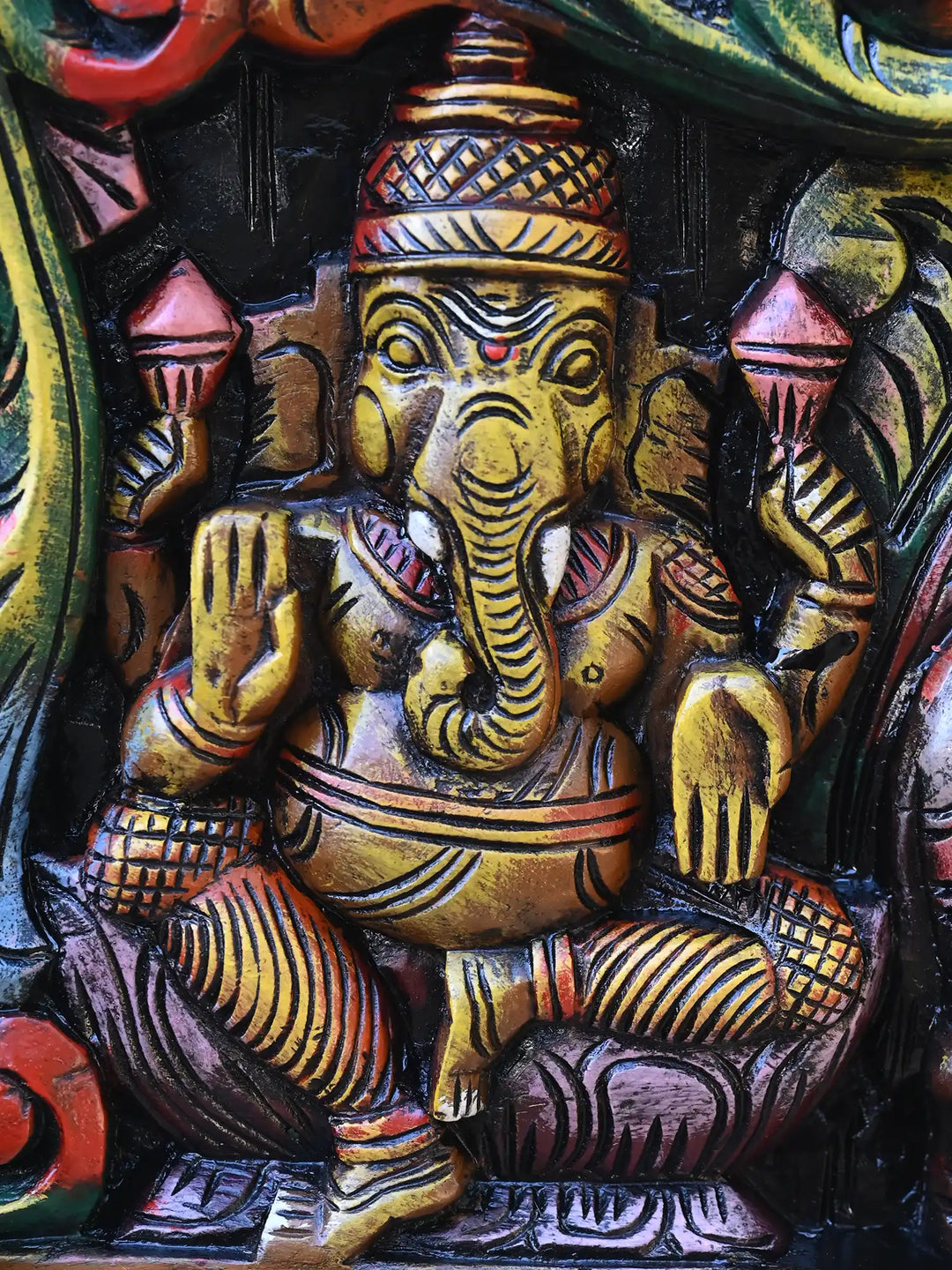 Multicolored Horizontal Lord Ganesha, Lakshmi and Saraswathi 36"