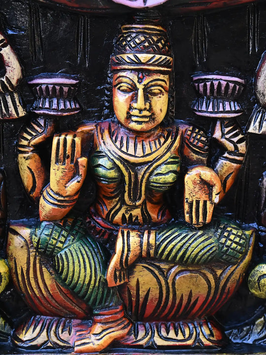 Multicolored Horizontal Lord Ganesha, Lakshmi and Saraswathi 36"
