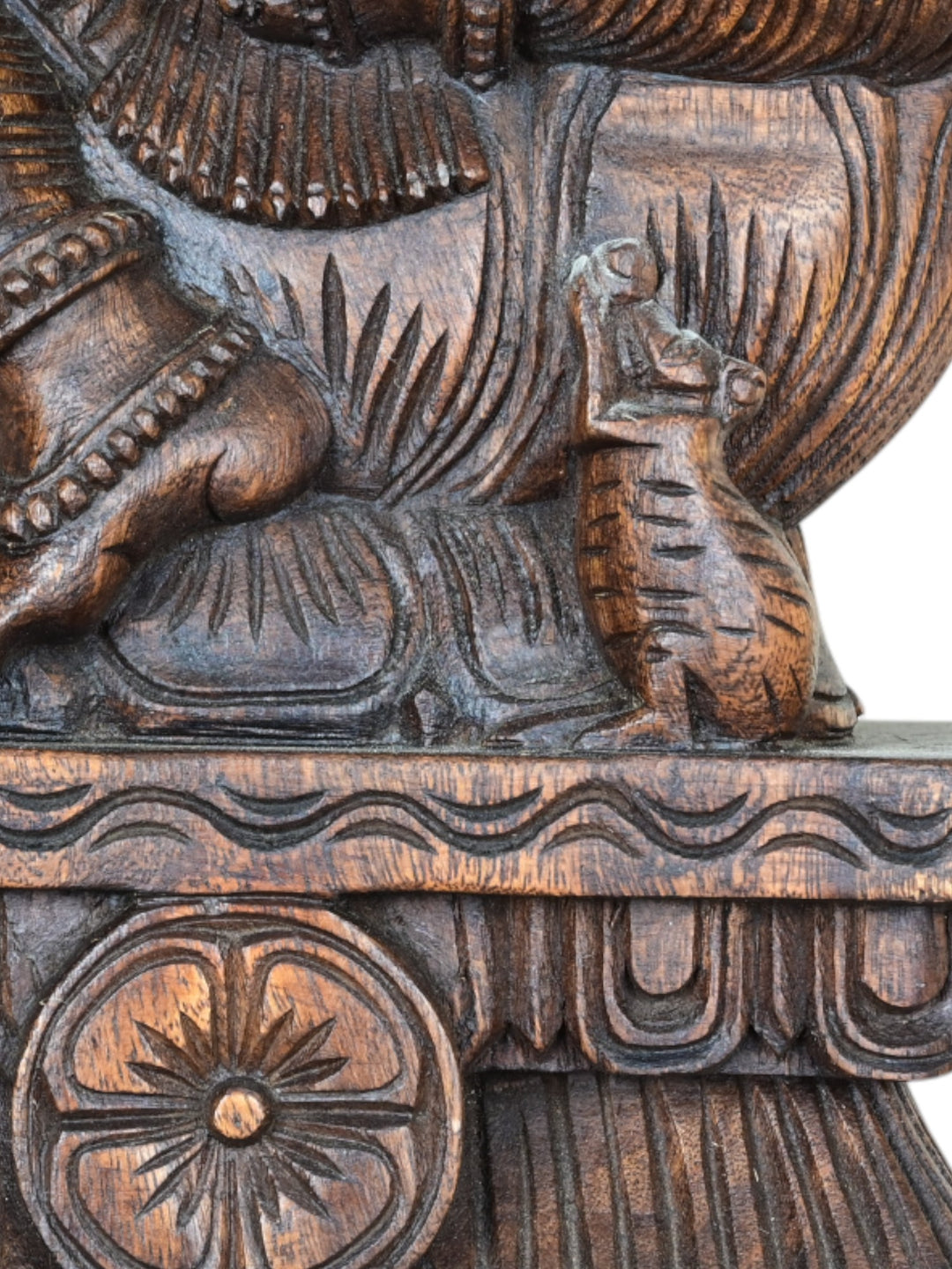 Lord Ganesh wooden Seated on Lotus with Mooshika Vaghana 23"