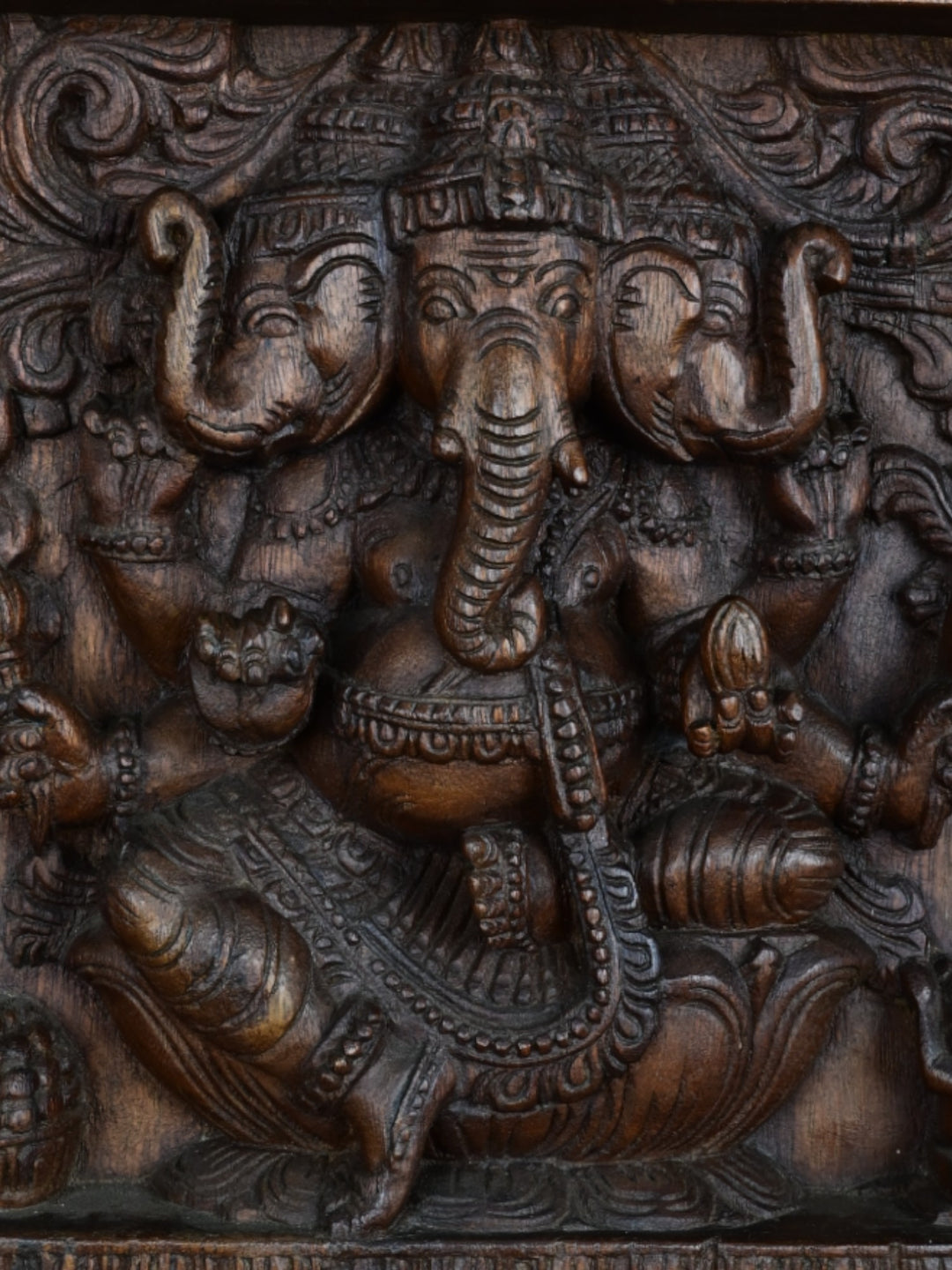 Ganesh Three Diffrent Face wooden vagai wall panal 41"