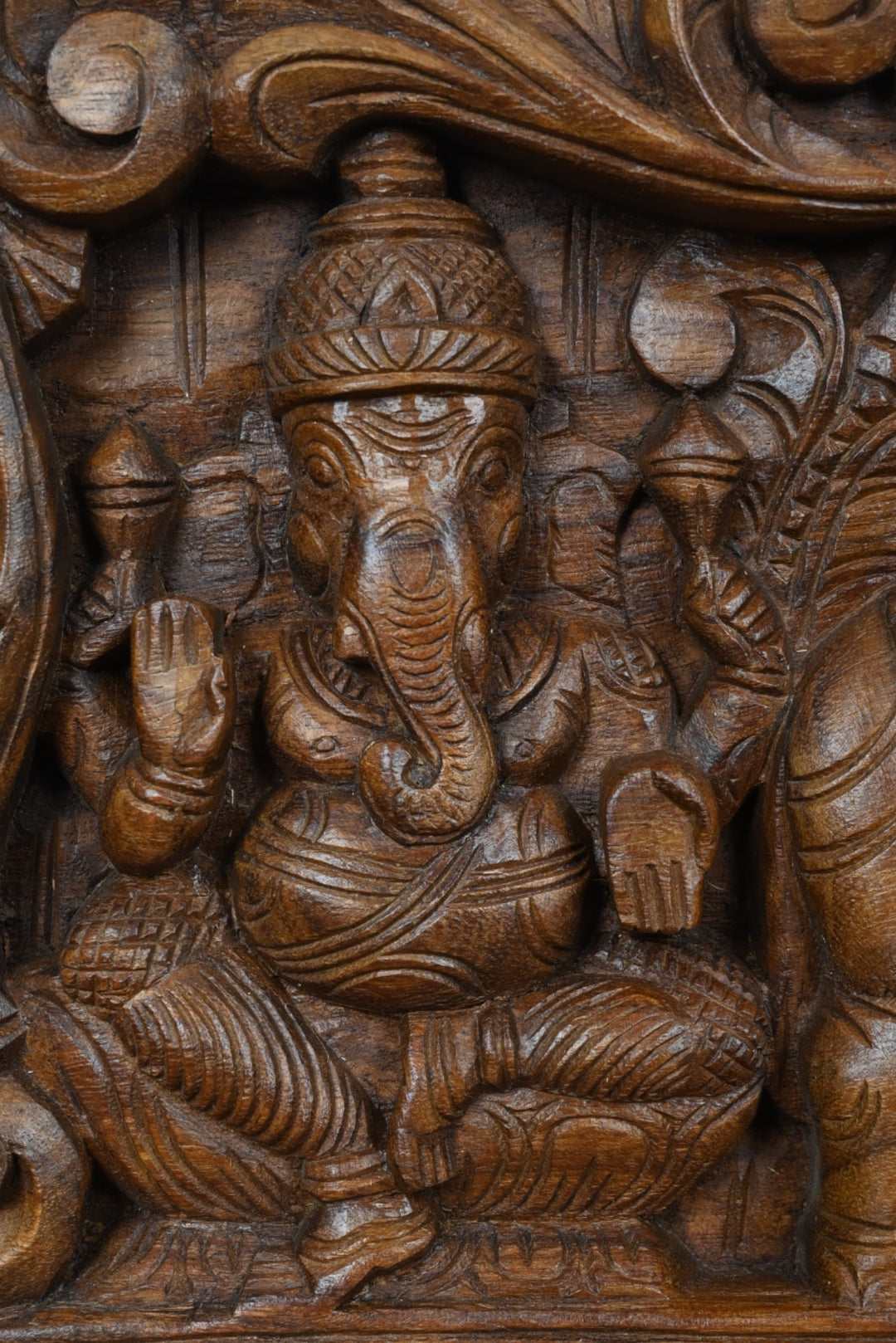 Floral Wall Panel of Lakshmi with Ganesh and Saraswathi 36"
