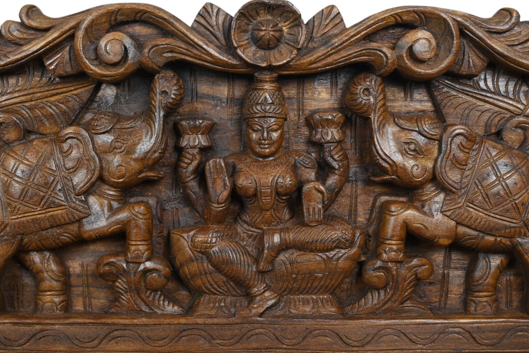Floral Wall Panel of Lakshmi with Ganesh and Saraswathi 36"