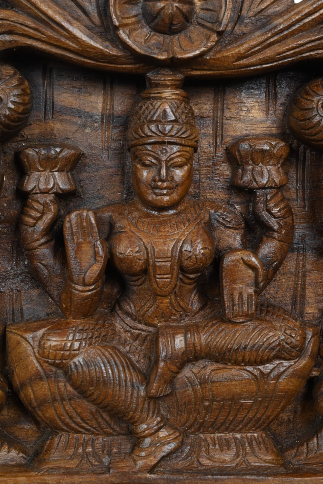 Floral Wall Panel of Lakshmi with Ganesh and Saraswathi 36"